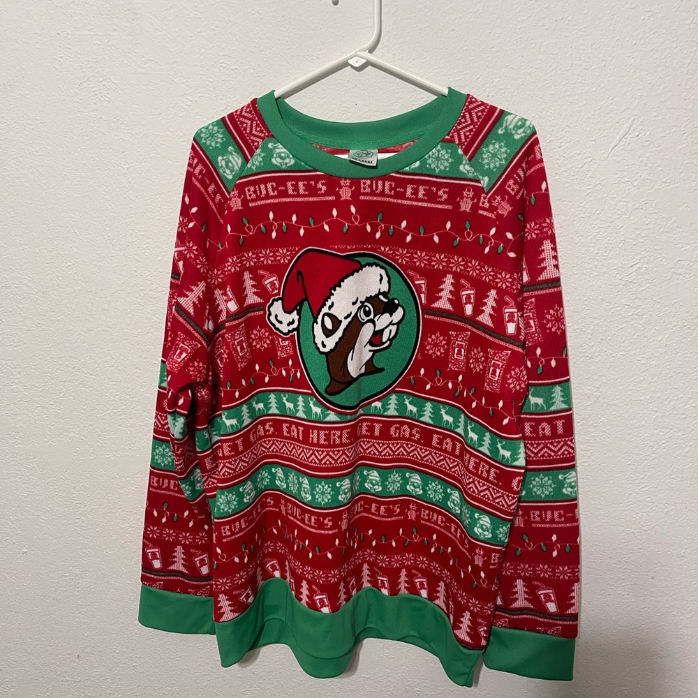 Bucees beaver Red and Green Holiday Sweater